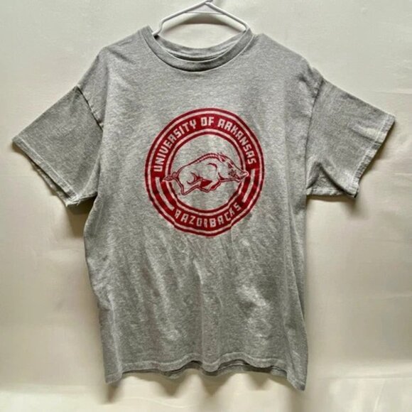 University of Arkansas Graphic T-Shirt Men's Large Razorbacks Grey Heather NCAA - Picture 2 of 8